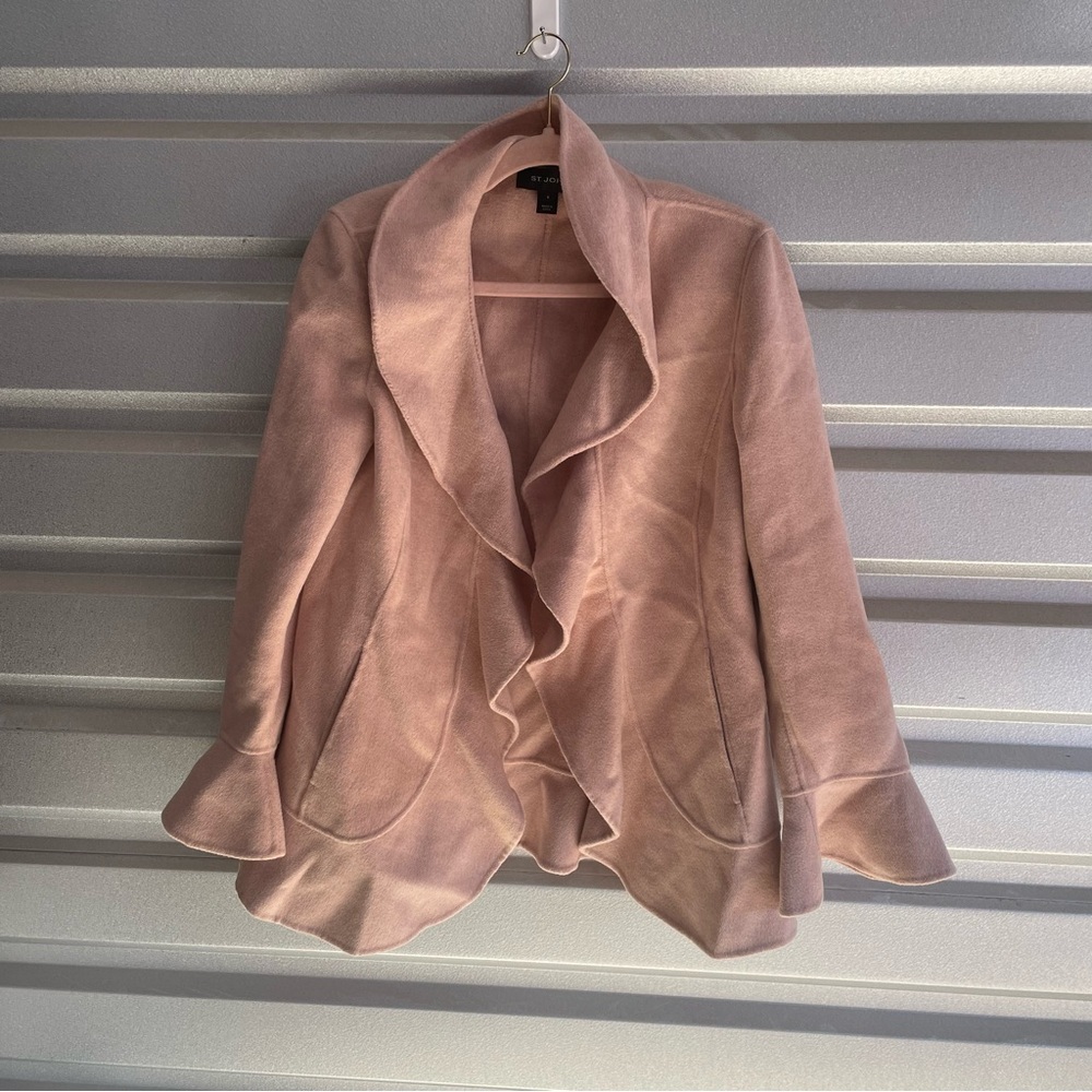 St. John pale pink ruffle angora coat